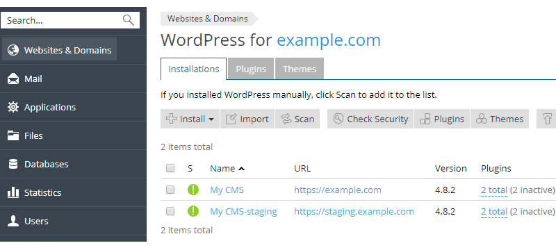 Wordpress toolkit обнаружил файлы wordpress по следующему адресу